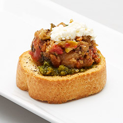 Mediterranean vegetable bruschetta with shaved grana padano - mini thumbnail